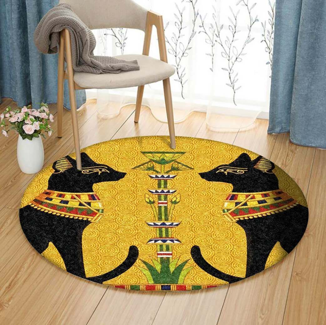 Egyptian Cat Round Carpet