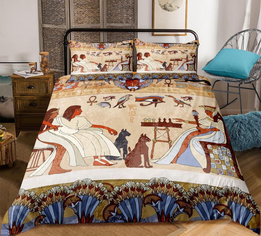 Egyptian Style King And Queen Bedding Set