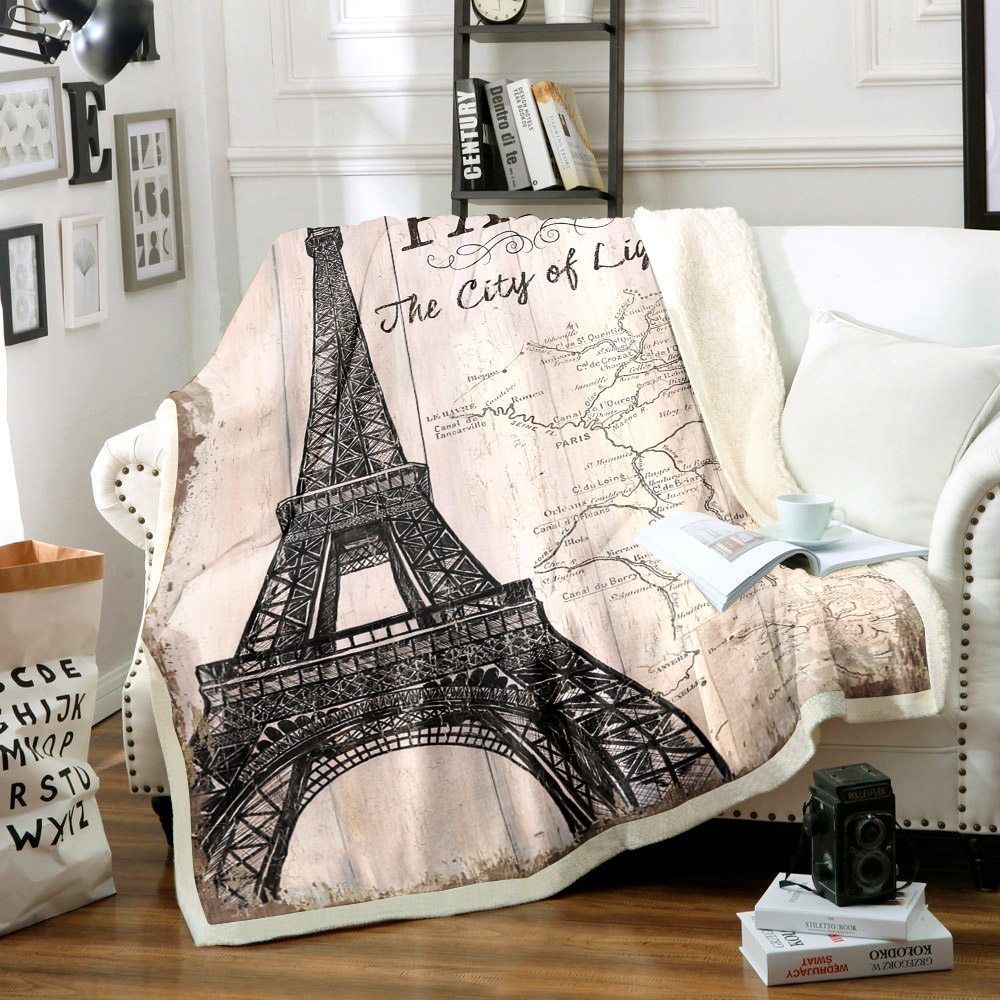 Eiffel Tower Sherpa Fleece Blanket