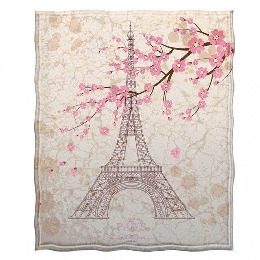 Eiffel Tower Sherpa Fleece Blanket