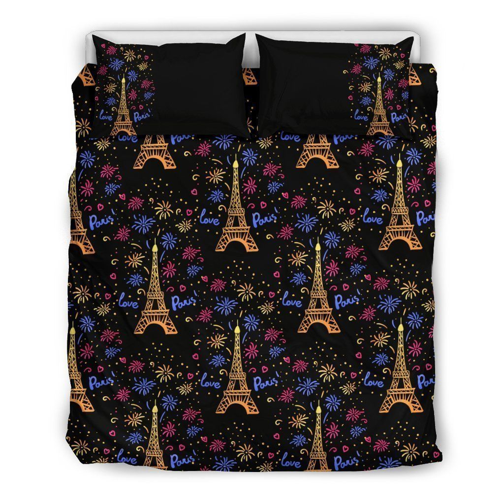Eiffel Tower Love Paris Print Bedding Set