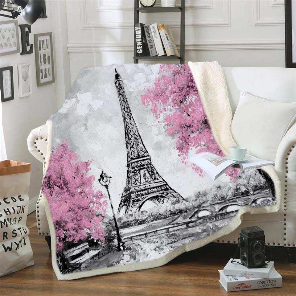 Eiffel Tower Paris Sherpa Fleece Blanket