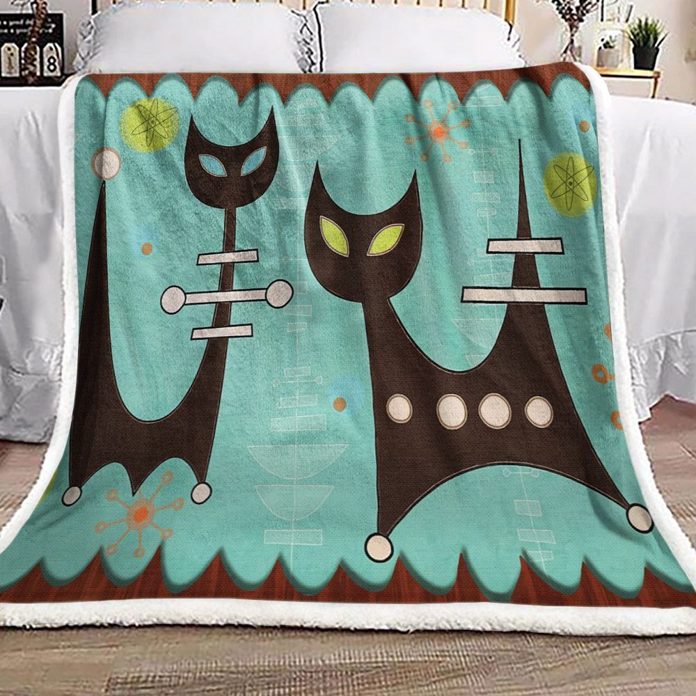 Electric Cat Sherpa Fleece Blanket
