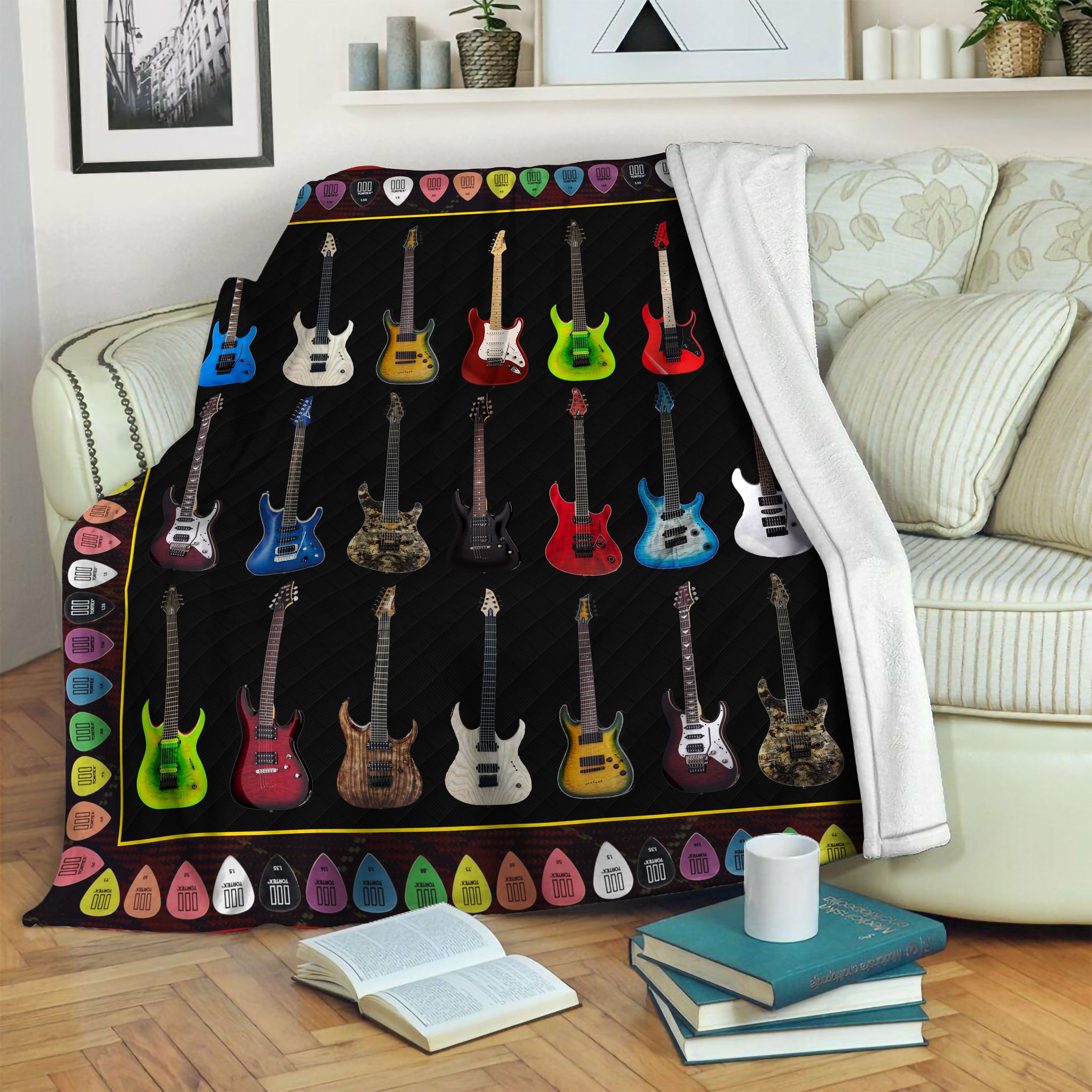 Electronic Guitar Fleece Blanket