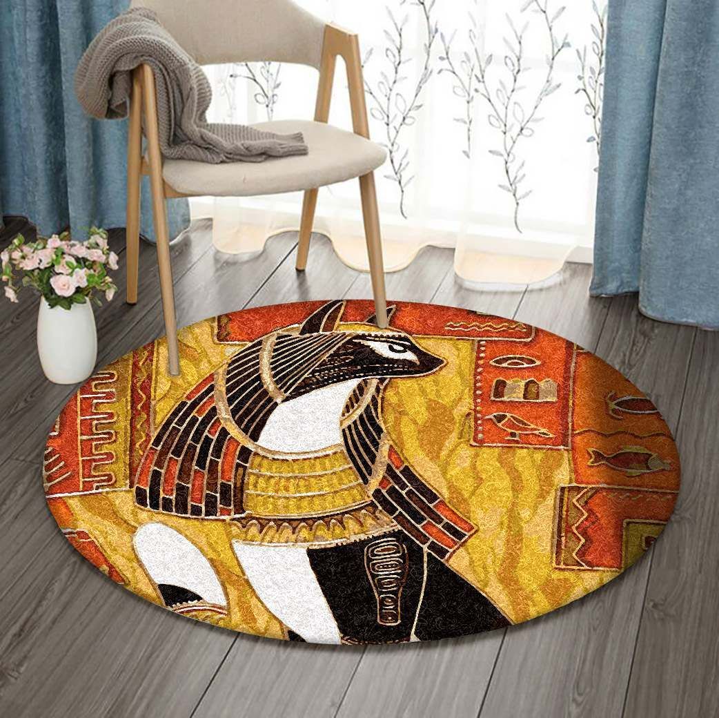 Elegant Egypt Cat Round Carpet