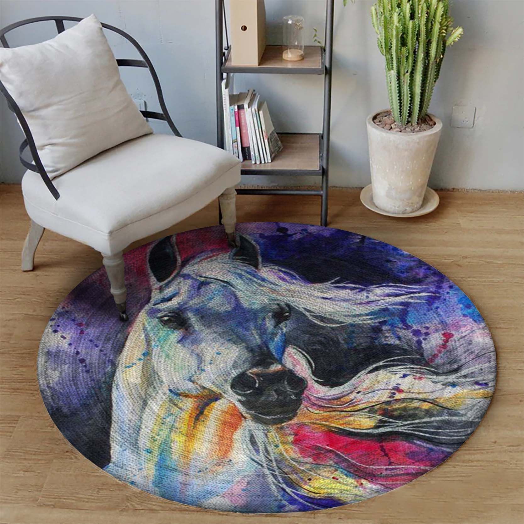 Elegant Horse Round Carpet