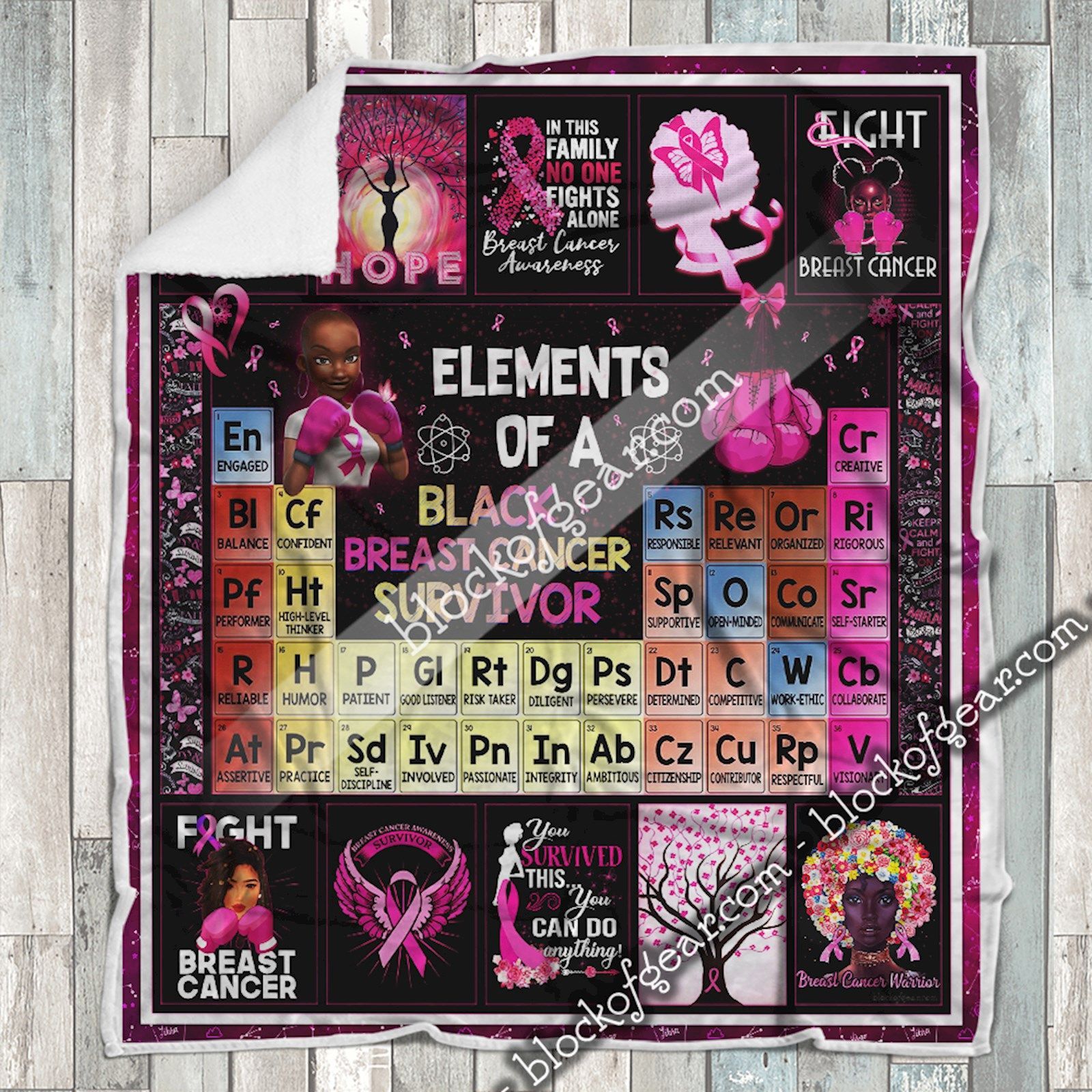 Elements Of A Black Breast Cancer Survivor Sherpa Fleece Blanket