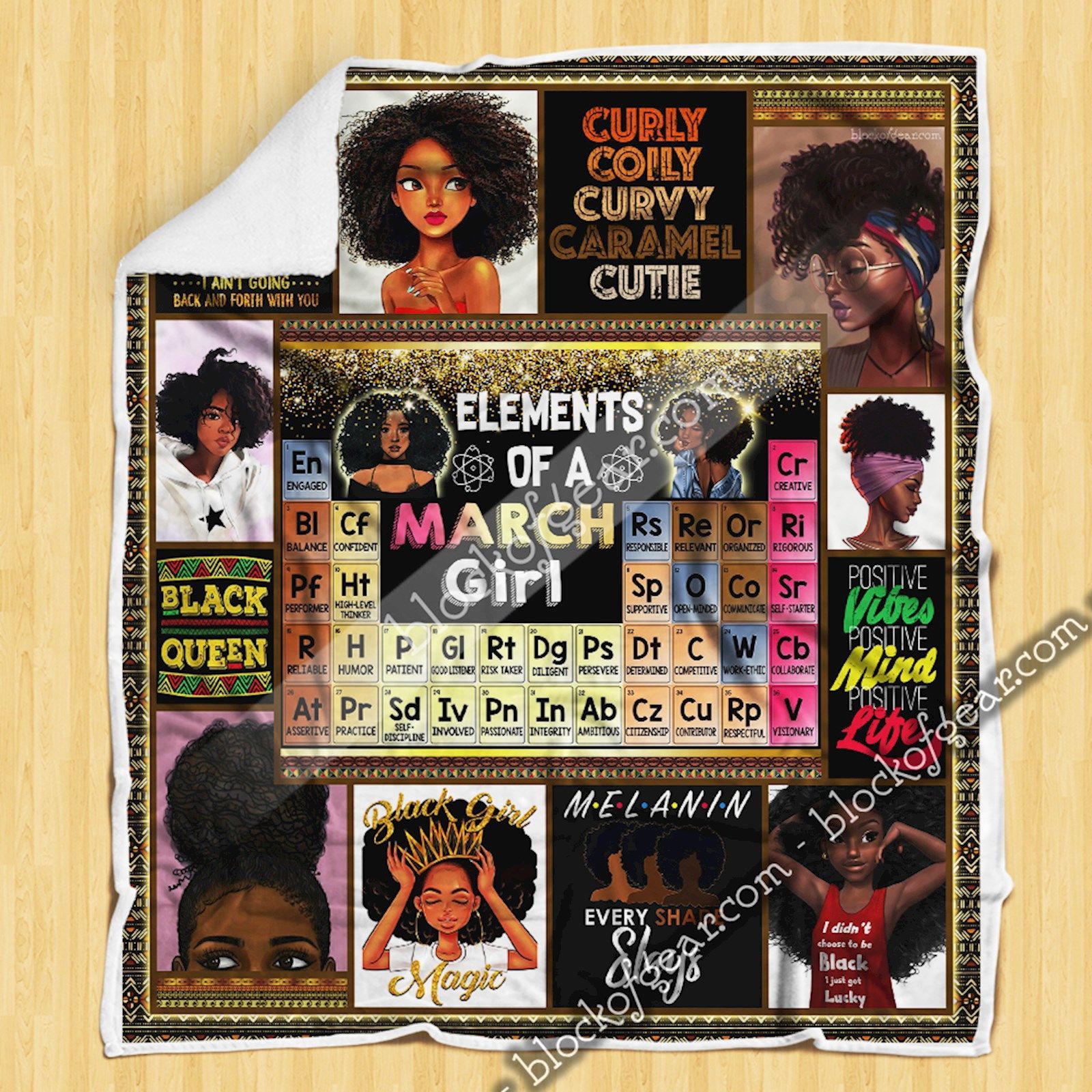 Elements Of A March Girl Black Queen Sherpa Fleece Blanket