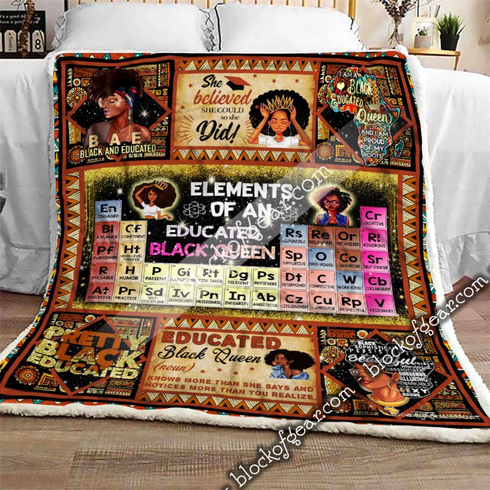 Elements Of An Educated Black Queen Sherpa Fleece Blanket