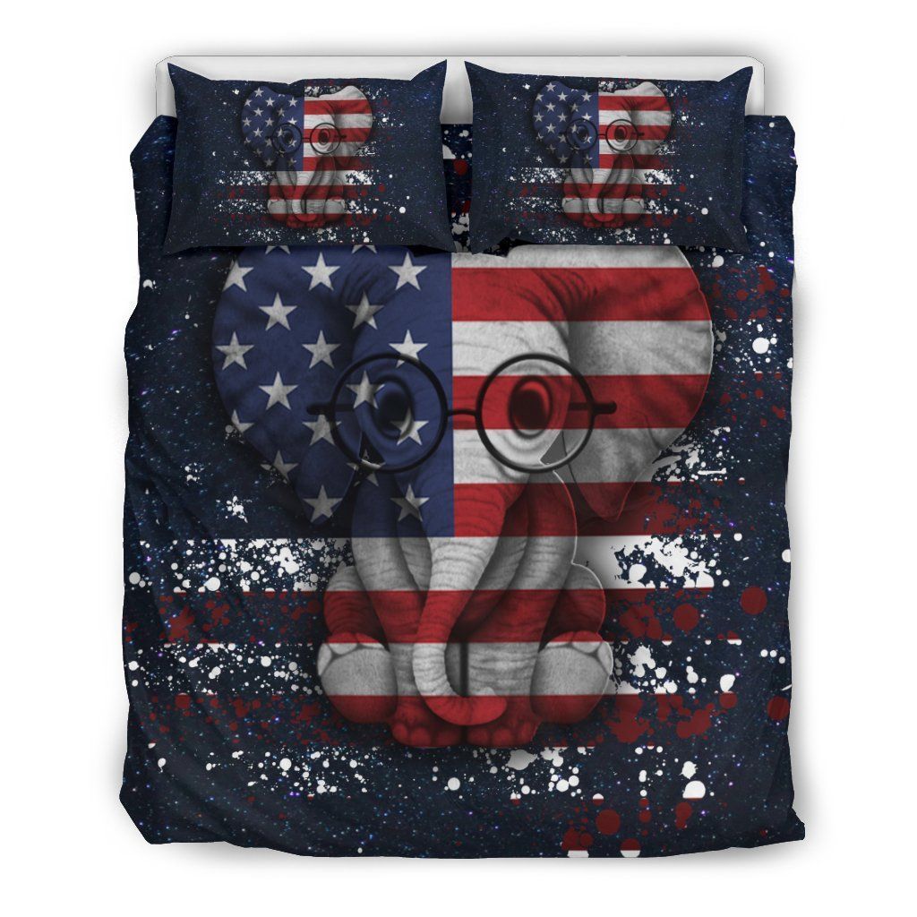 Elephant American Flag Bedding Set