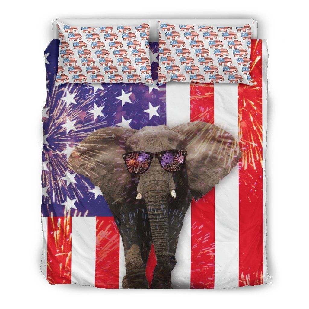 Elephant American Flag Bedding Set
