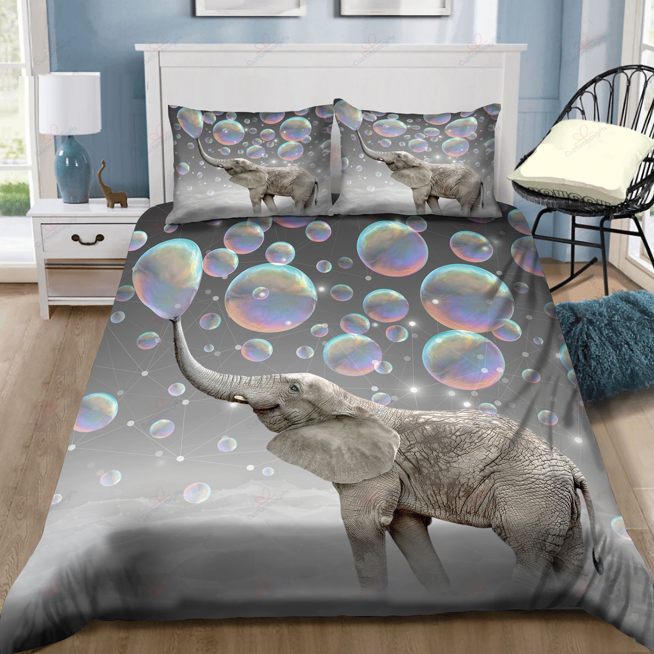 Elephant And Bubble Bedding Set