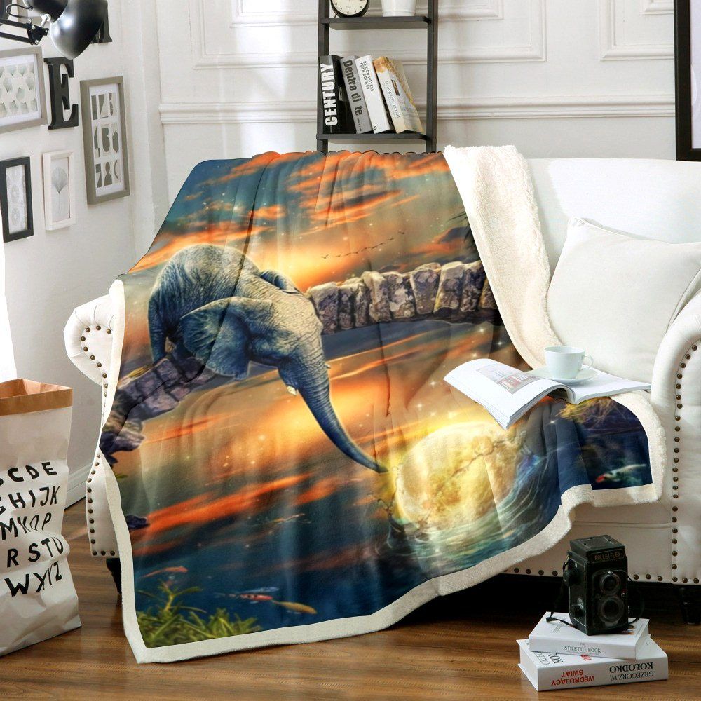 Elephant And Moon Sherpa Fleece