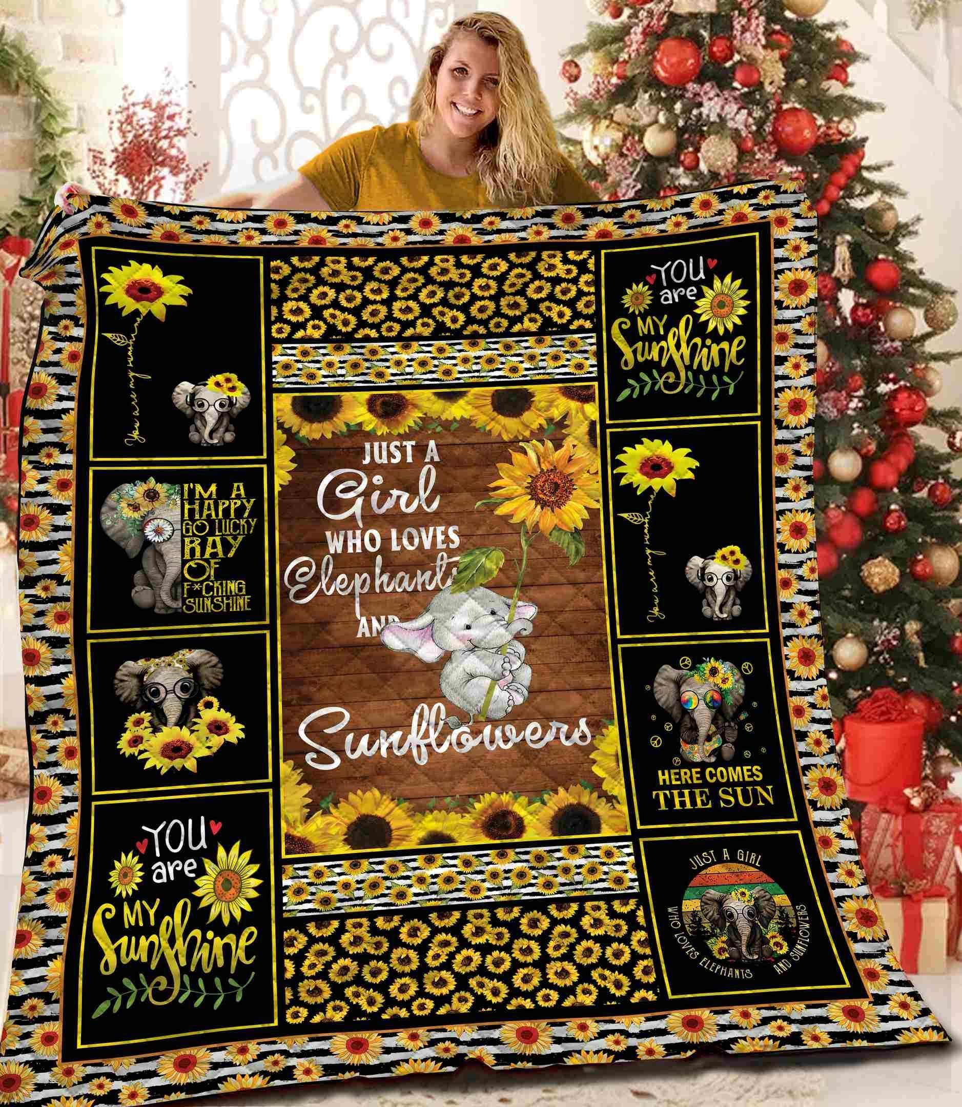 Elephant And Sunflower Quilt Blanket BBB121203NB