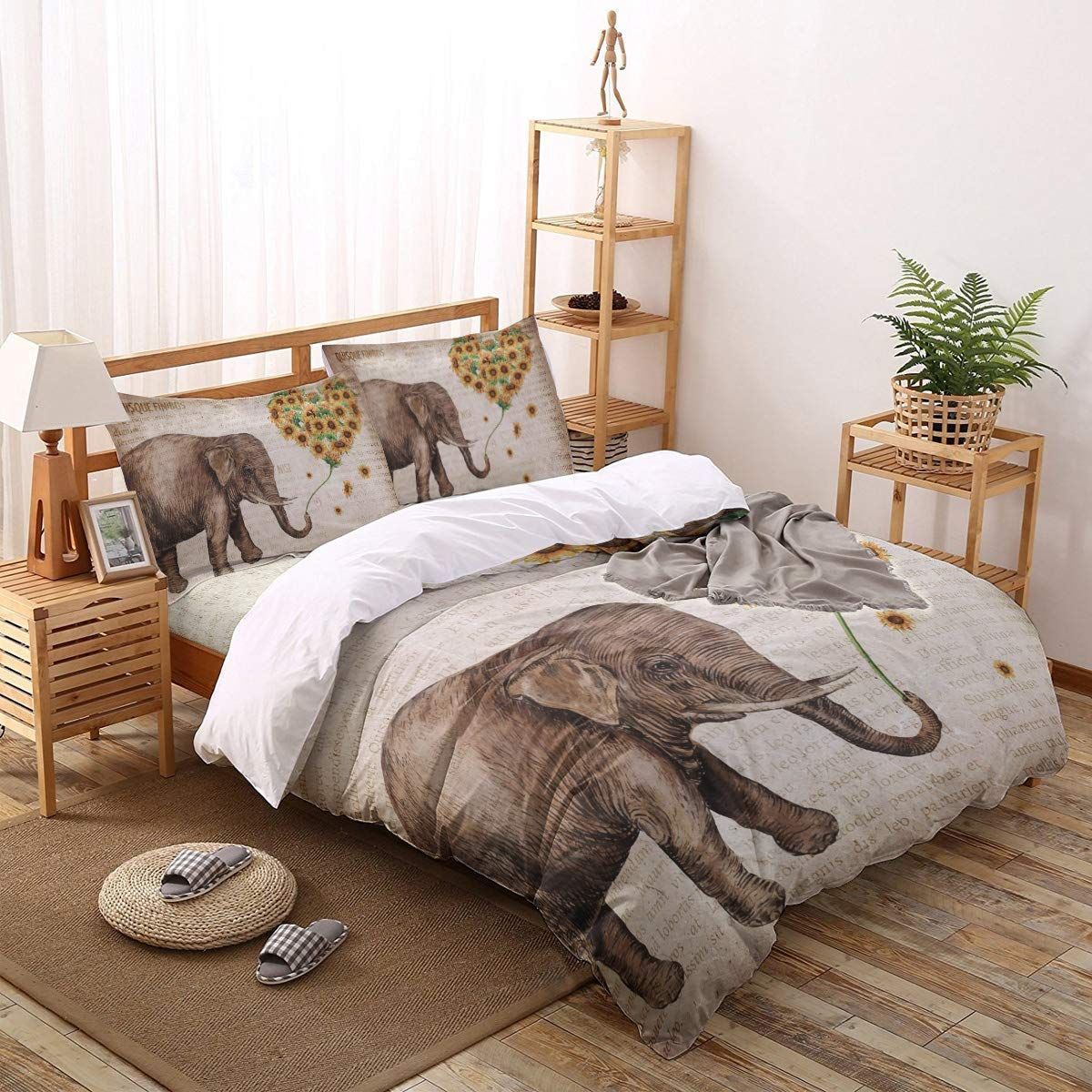 Elephant And Sunflowers Bedding Set