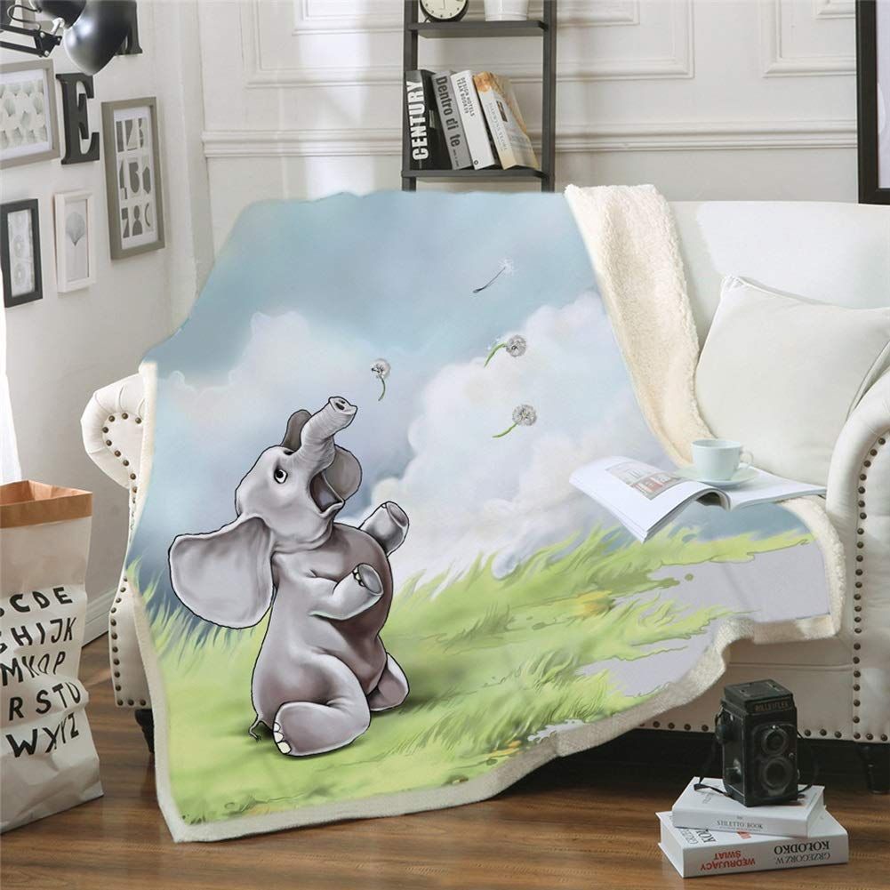Elephant Baby Sherpa Fleece Blanket