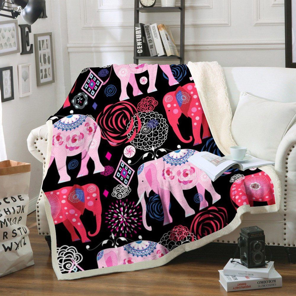 Elephant Sherpa Fleece Blanket