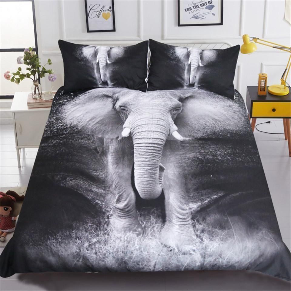 Elephant Black Bedding Set