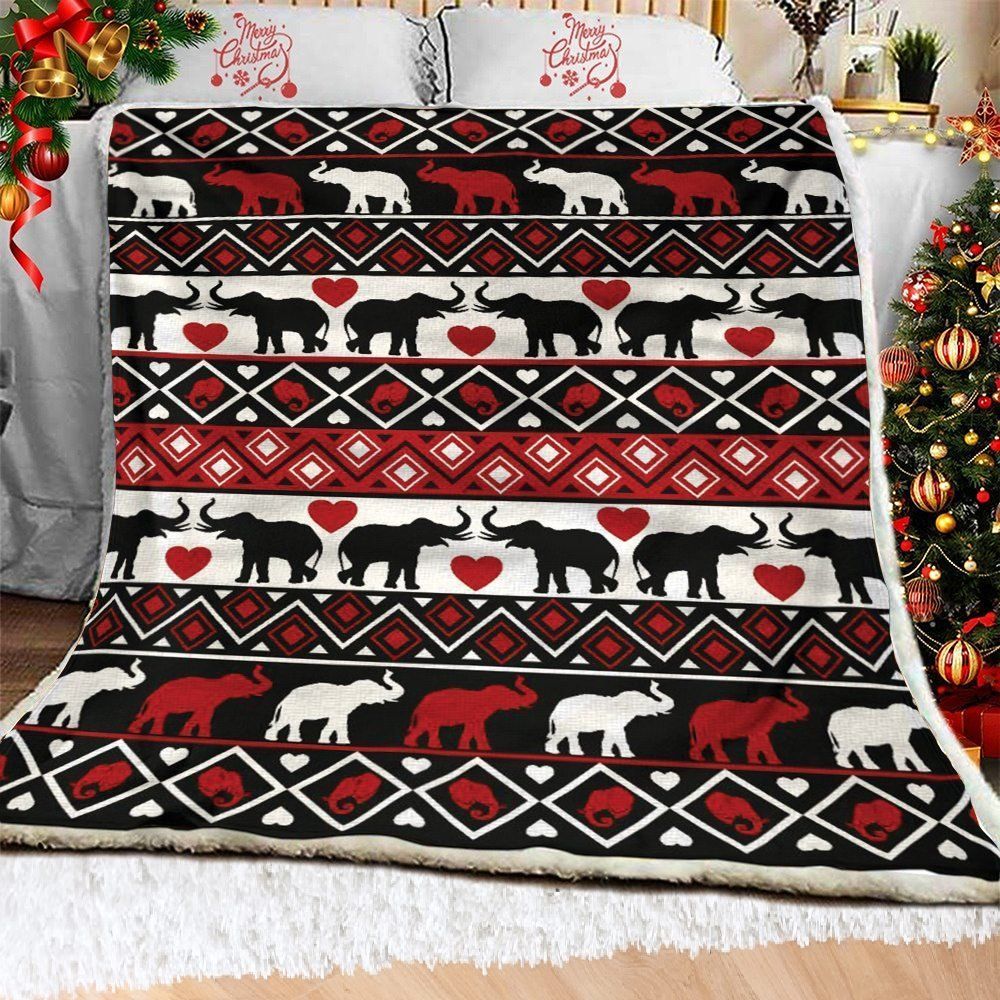 Elephant Blanket Real Love Sherpa Fleece Blanket