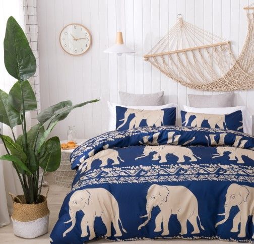 Elephant Blue Bedding Set