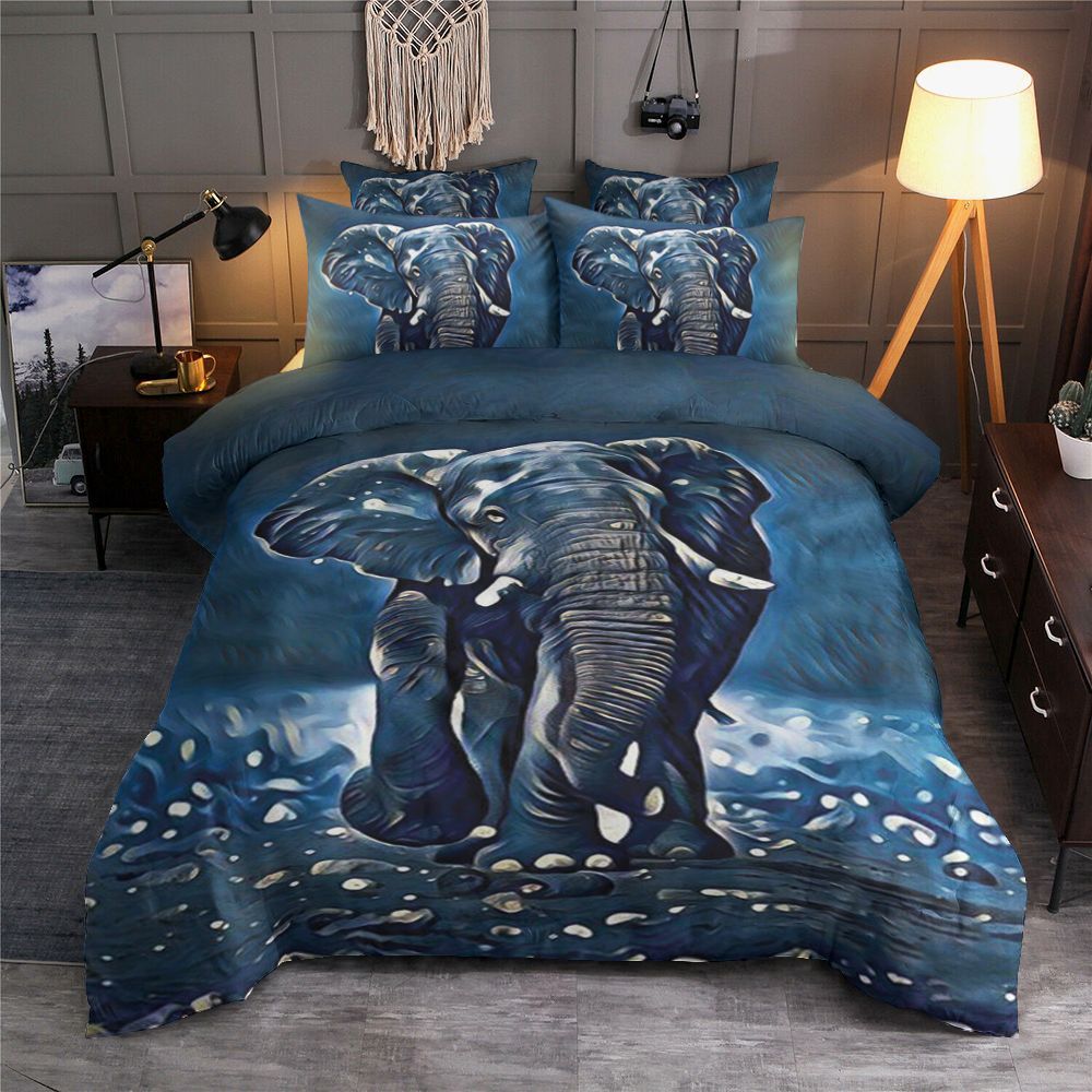 Elephant Blue Bedding Set