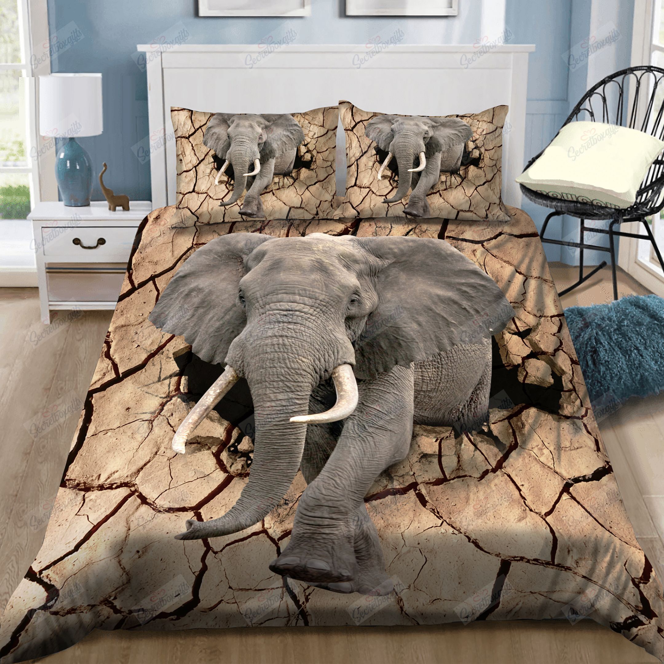 Elephant Breaks The Ground Bedding Set