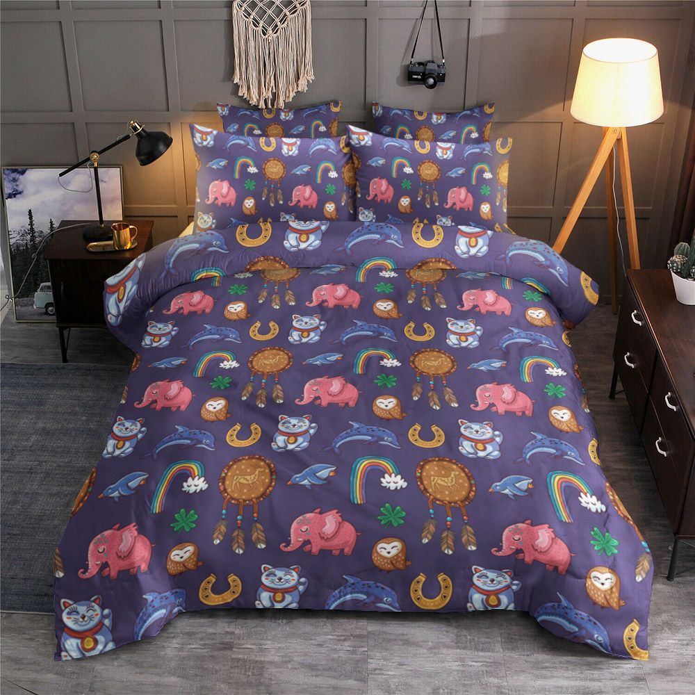 Elephant Cat Owl Bedding Set