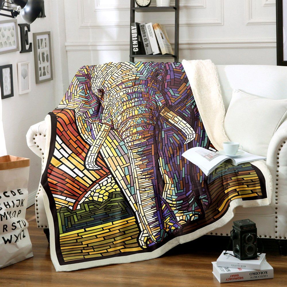Elephant Sherpa Fleece Blanket