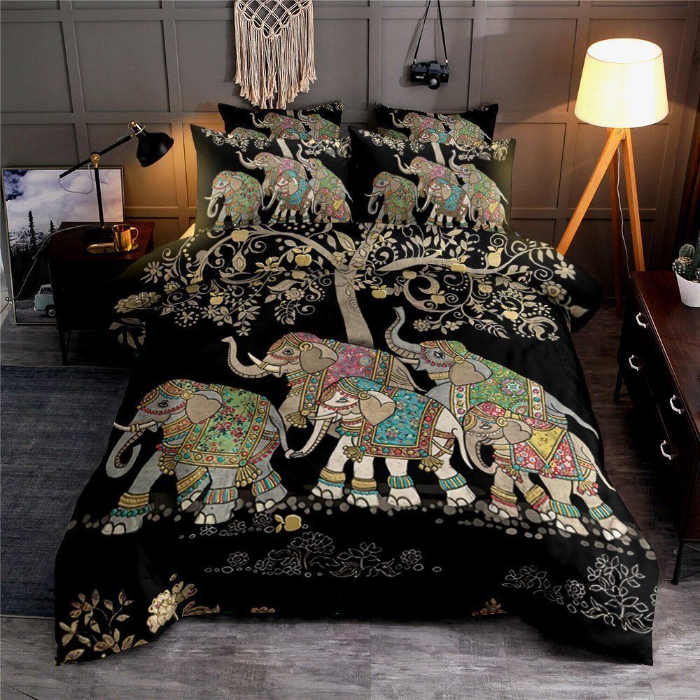 Elephant Cotton Bed Sheets Spread Comforter Bedding Set