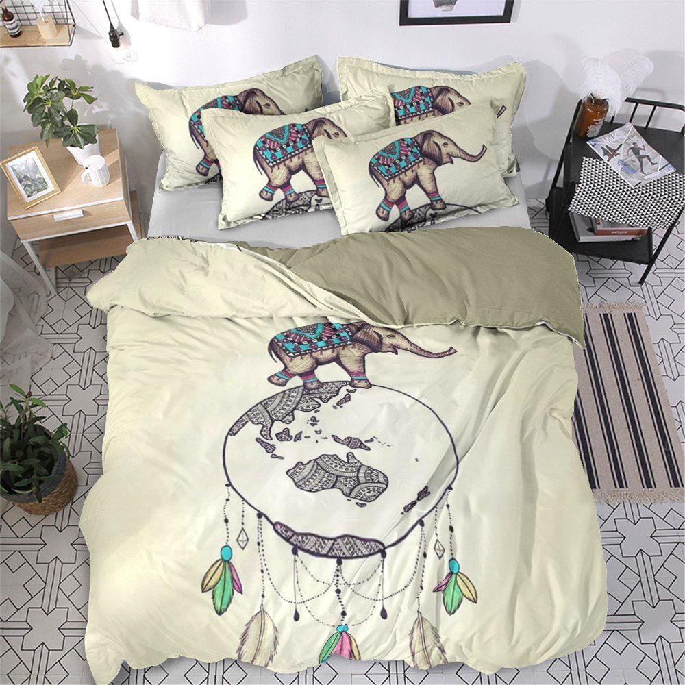 Elephant Cotton Bed Sheets Spread Comforter Bedding Set