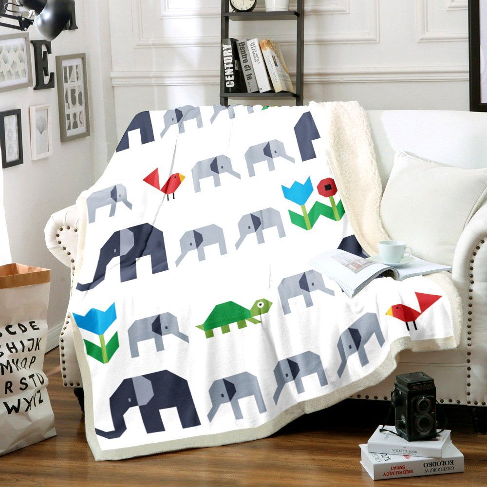 Elephant Sherpa Fleece Blanket