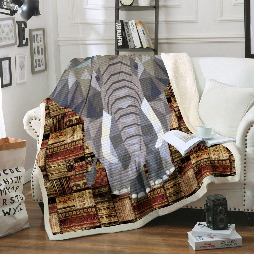 Elephant Sherpa Fleece Blanket
