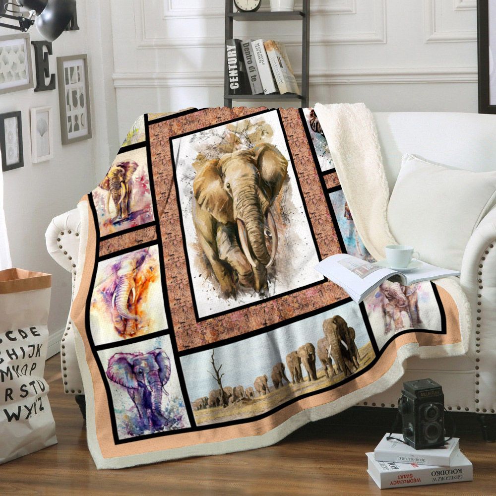 Elephant Sherpa Fleece Blanket