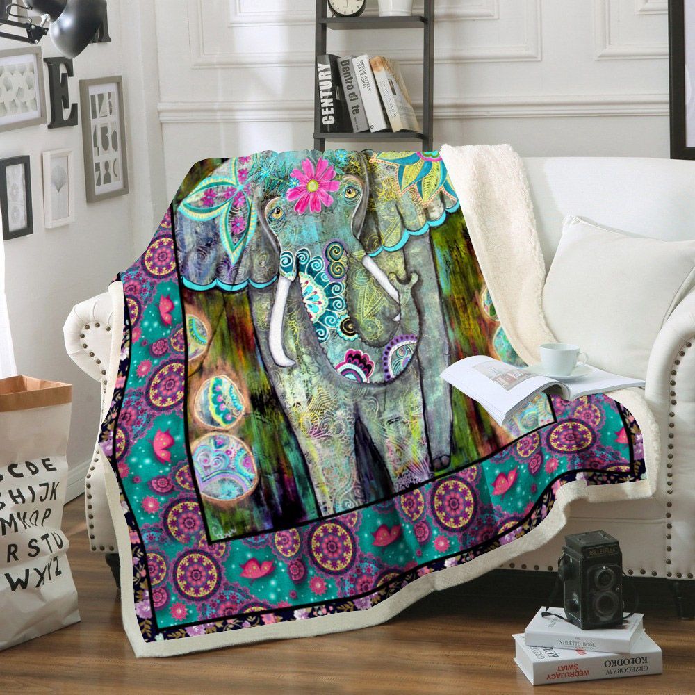 Elephant Sherpa Fleece Blanket