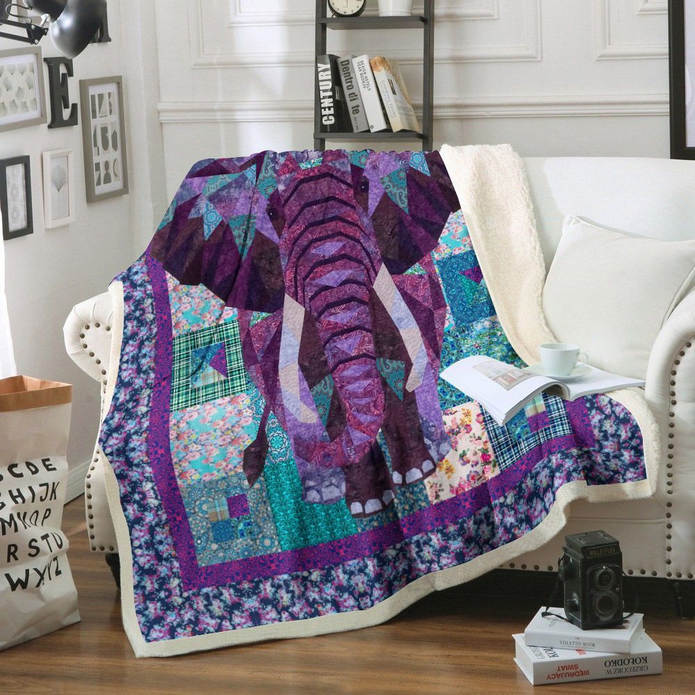 Elephant Sherpa Fleece Blanket