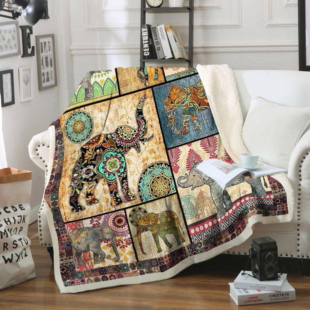 Elephant Sherpa Fleece Blanket