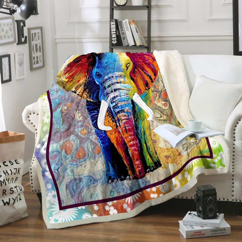 Elephant Sherpa Fleece Blanket