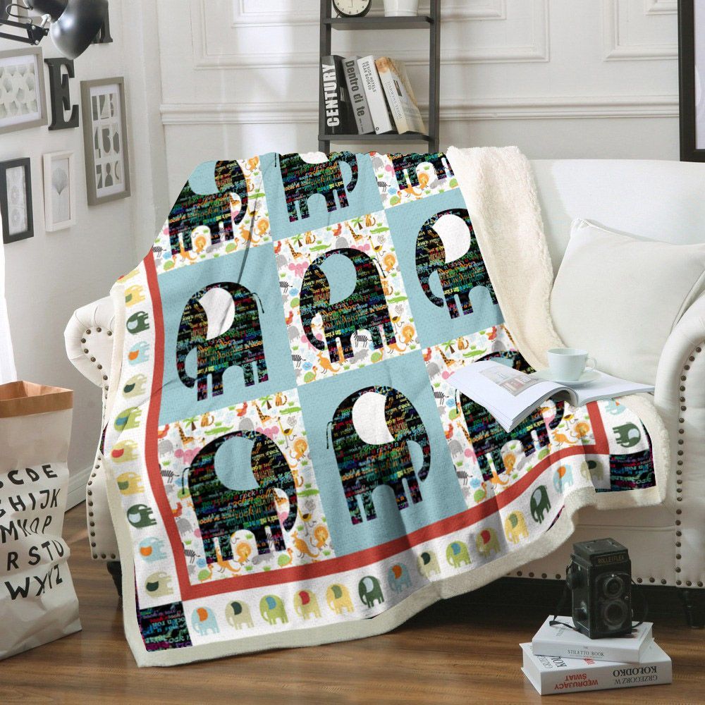 Elephant Sherpa Fleece Blanket