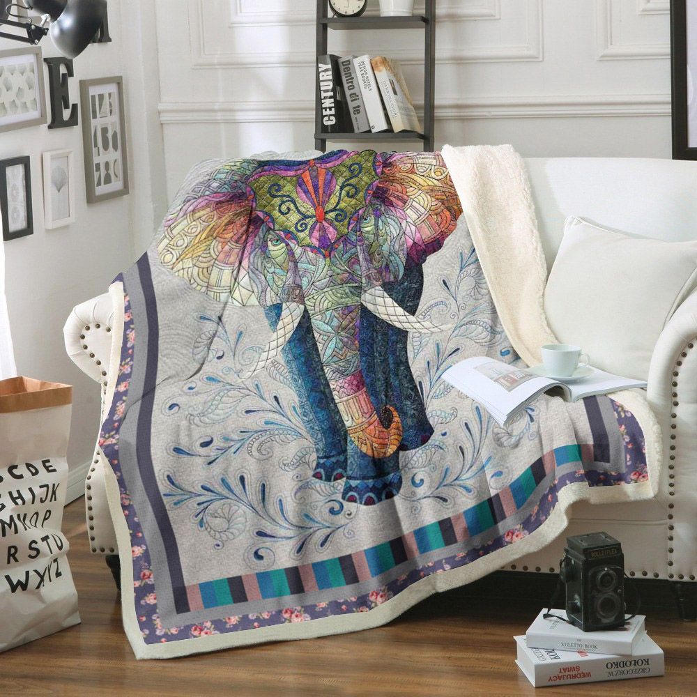 Elephant Sherpa Fleece Blanket