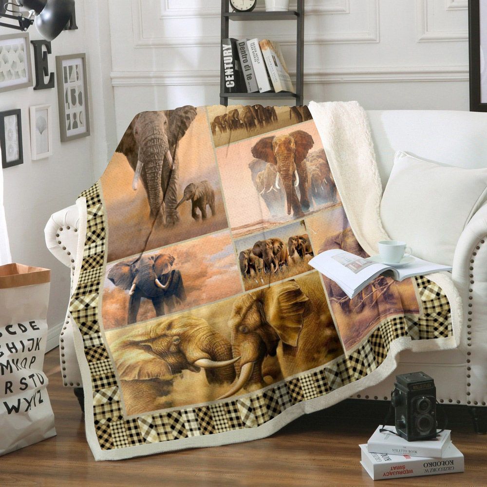 Elephant Sherpa Fleece Blanket