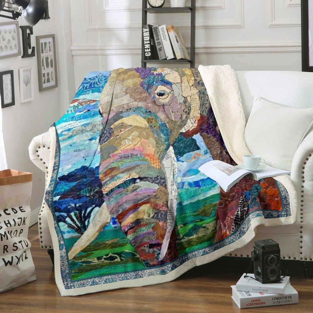 Elephant Sherpa Fleece Blanket