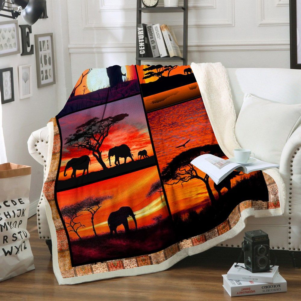 Elephant Sherpa Fleece Blanket