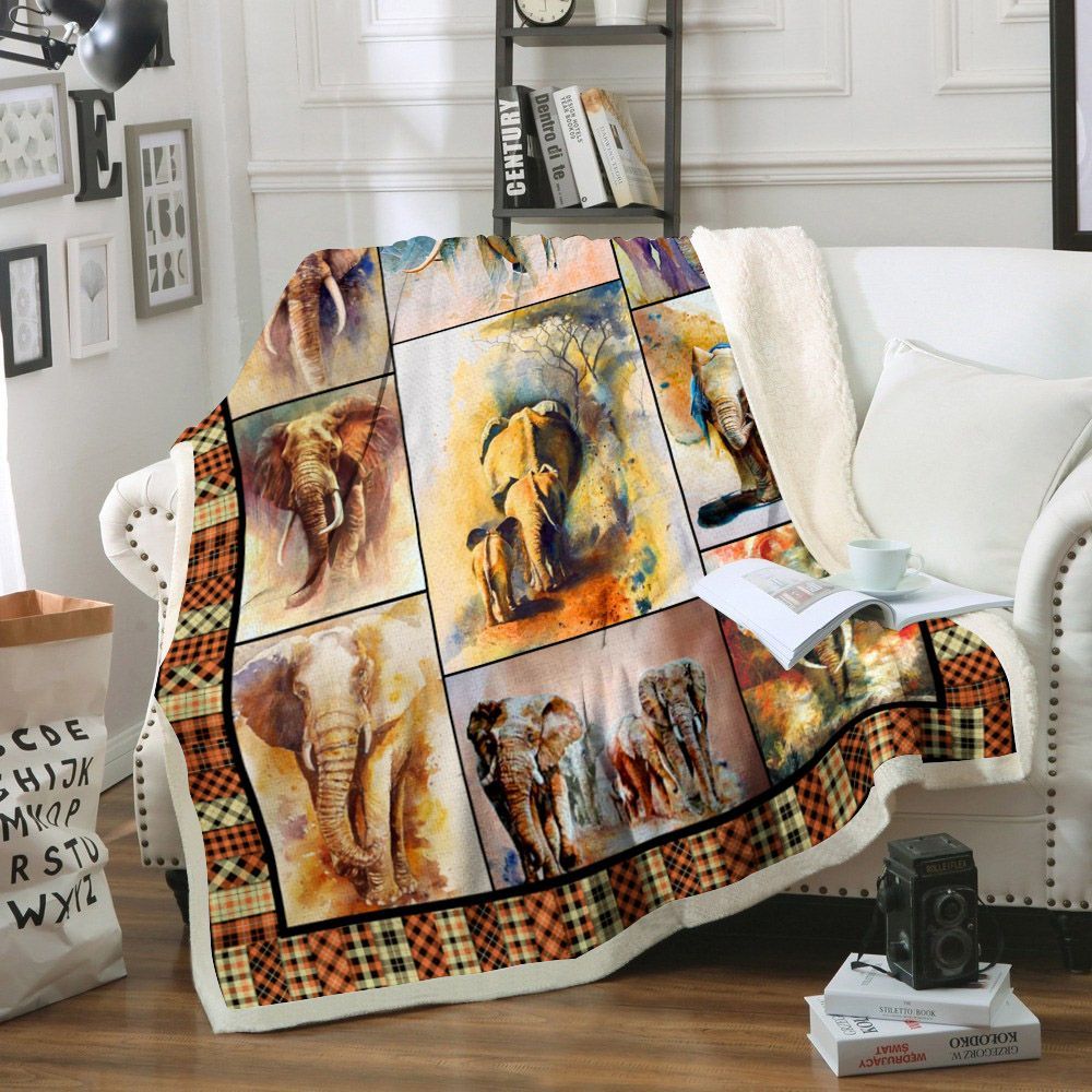 Elephant Sherpa Fleece Blanket