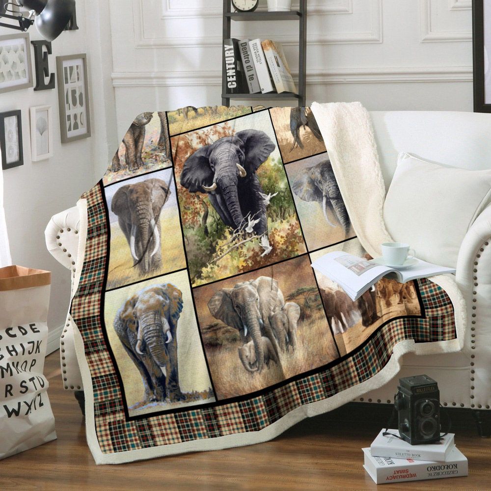 Elephant Sherpa Fleece Blanket
