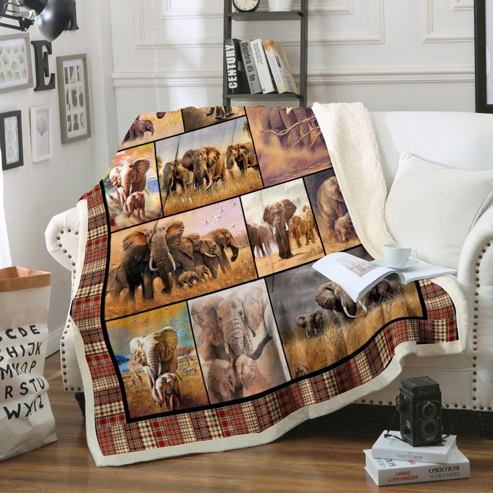 Elephant Sherpa Fleece Blanket