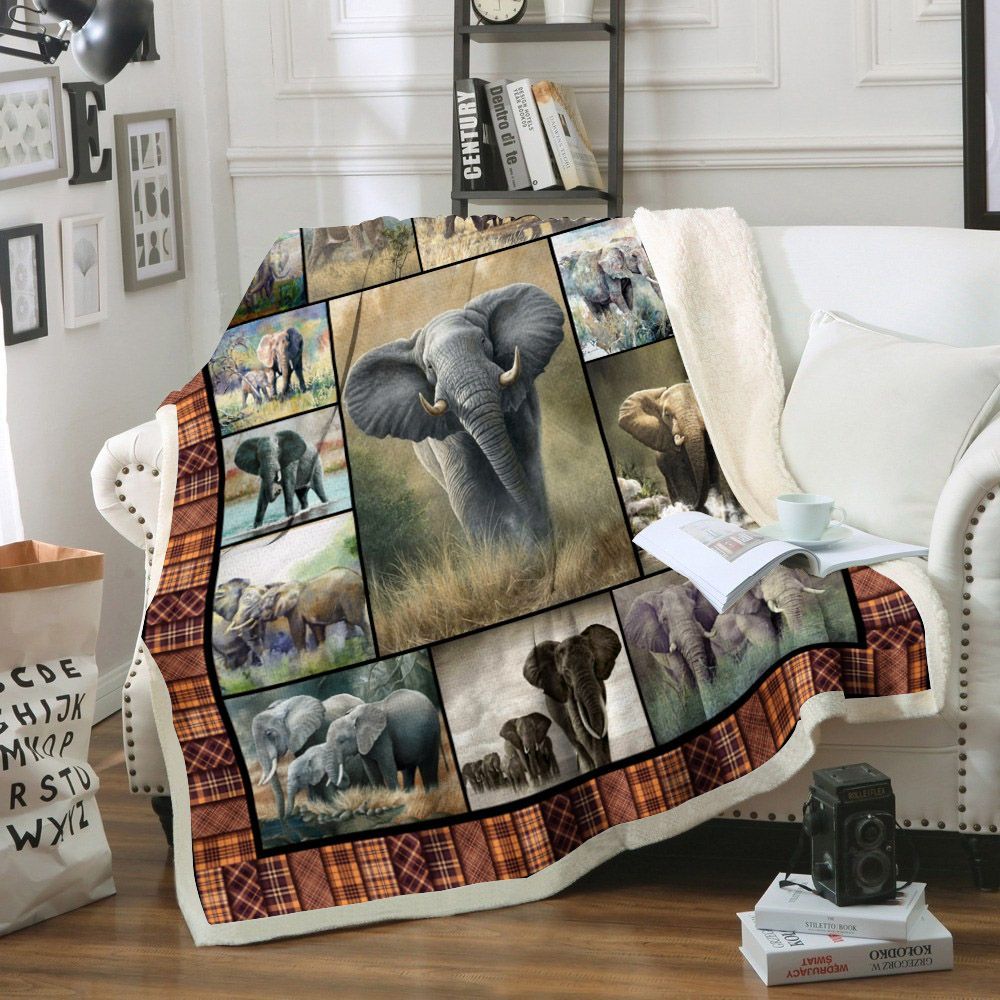 Elephant Sherpa Fleece Blanket