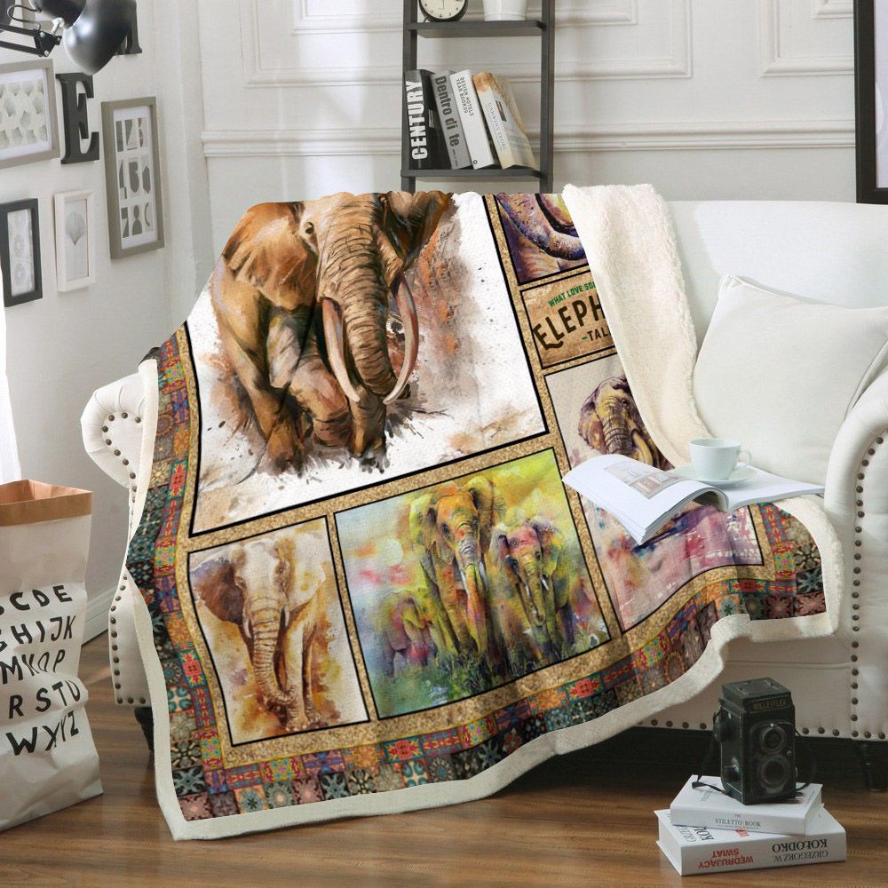 Elephant Sherpa Fleece Blanket