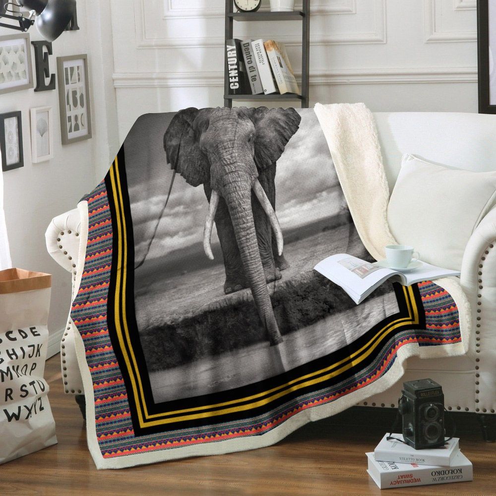 Elephant Sherpa Fleece Blanket