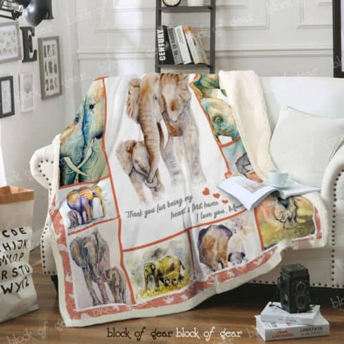 Elephant Sherpa Fleece Blanket