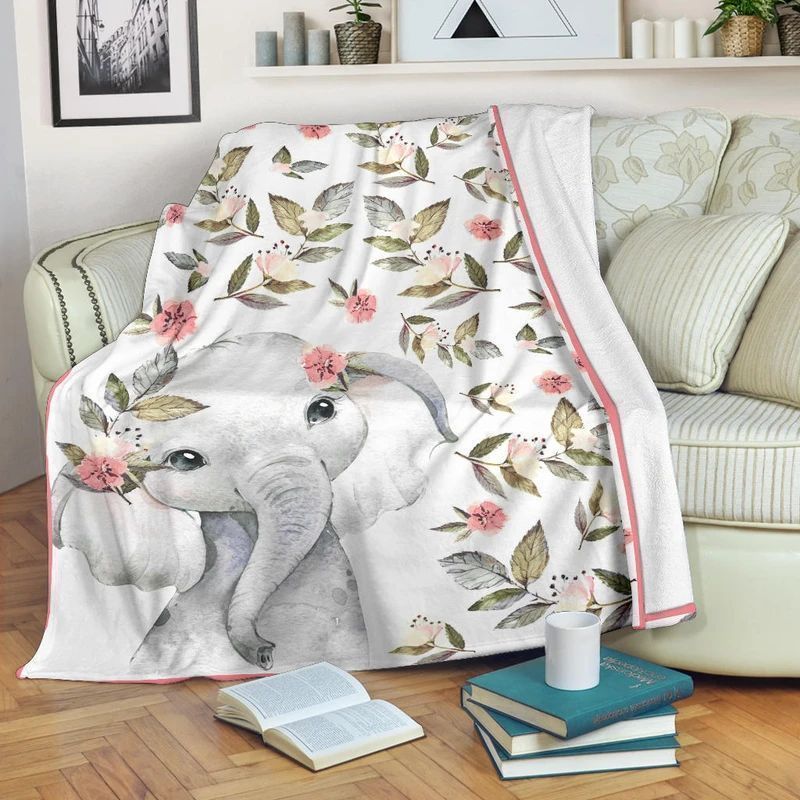 Elephant Sherpa Fleece Blanket